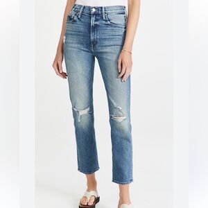 MOTHER SUPERIOR High Waist Rider Straight Ankle Jeans in Far Beyond the Sky